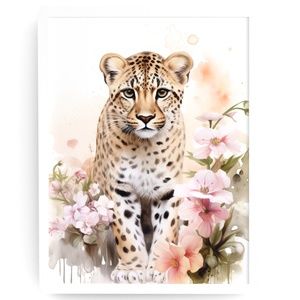 Watercolor Leopard Portrait Wall Art Illustration Print Poster Unframed